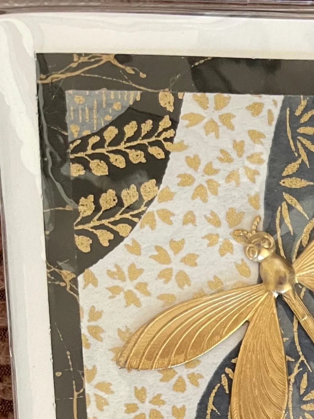 Beautiful Origami Paper and Metal Dragonfly Passport Holder